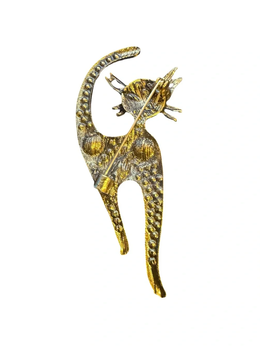 Kool Cat Brooch with yellow and amber jewels